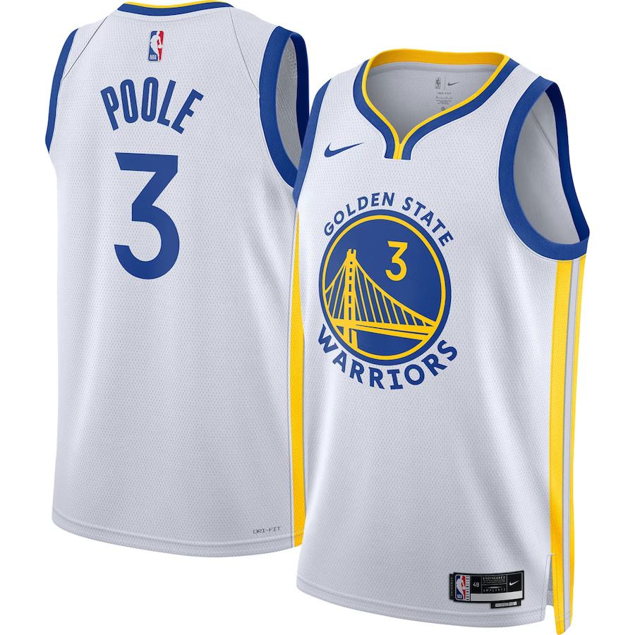 Men Golden State Warriors #3 Jordan Poole Nike White 2022-23 Swingman NBA Jersey